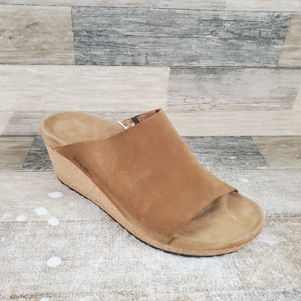 Papillio Birkenstock Namica Sandals Sz 10β Narrow Tea Leather Slip On Wedge